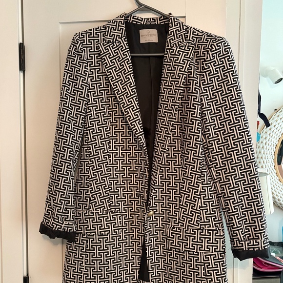 Black and white long suit jacket - Picture 1 of 5